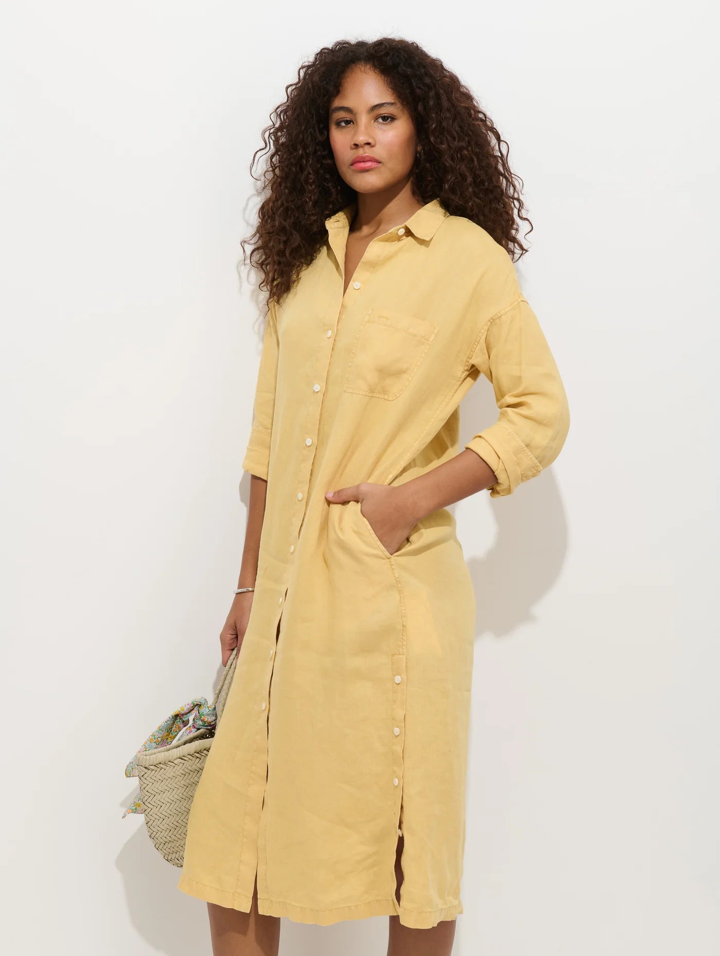 Kerry Dress In Linen -  Light Sienna