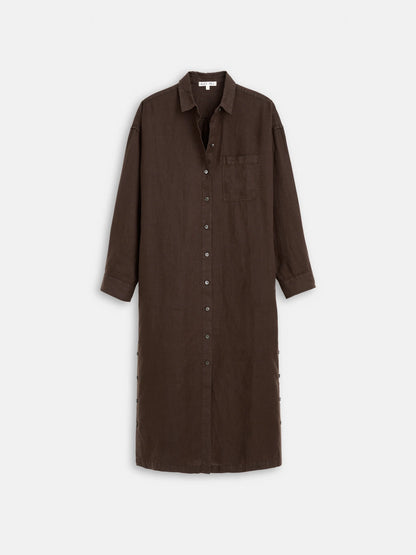 Kerry Dress In Linen -  Roasted Bean