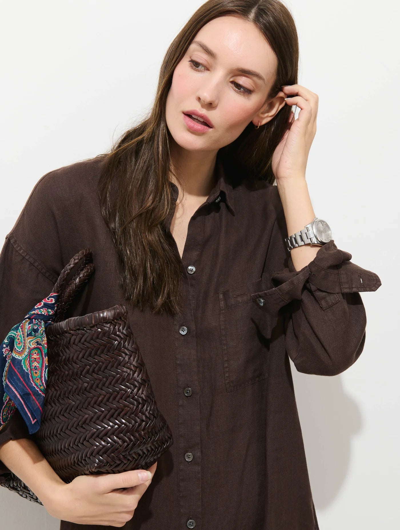 Kerry Dress In Linen -  Roasted Bean