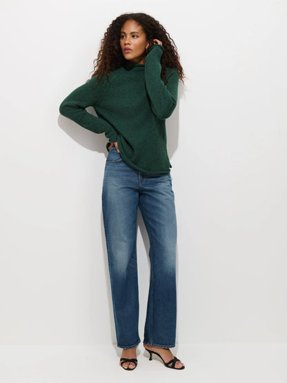 Eastport Rollneck in Cotton - Marled Spruce.