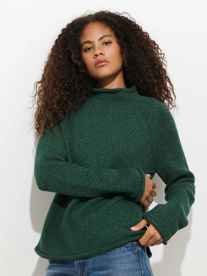 Eastport Rollneck in Cotton - Marled Spruce.