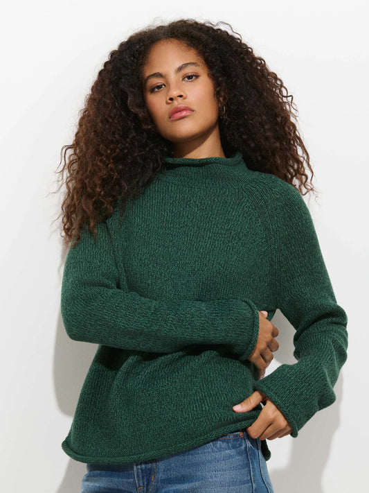 Eastport Rollneck in Cotton - Marled Spruce.