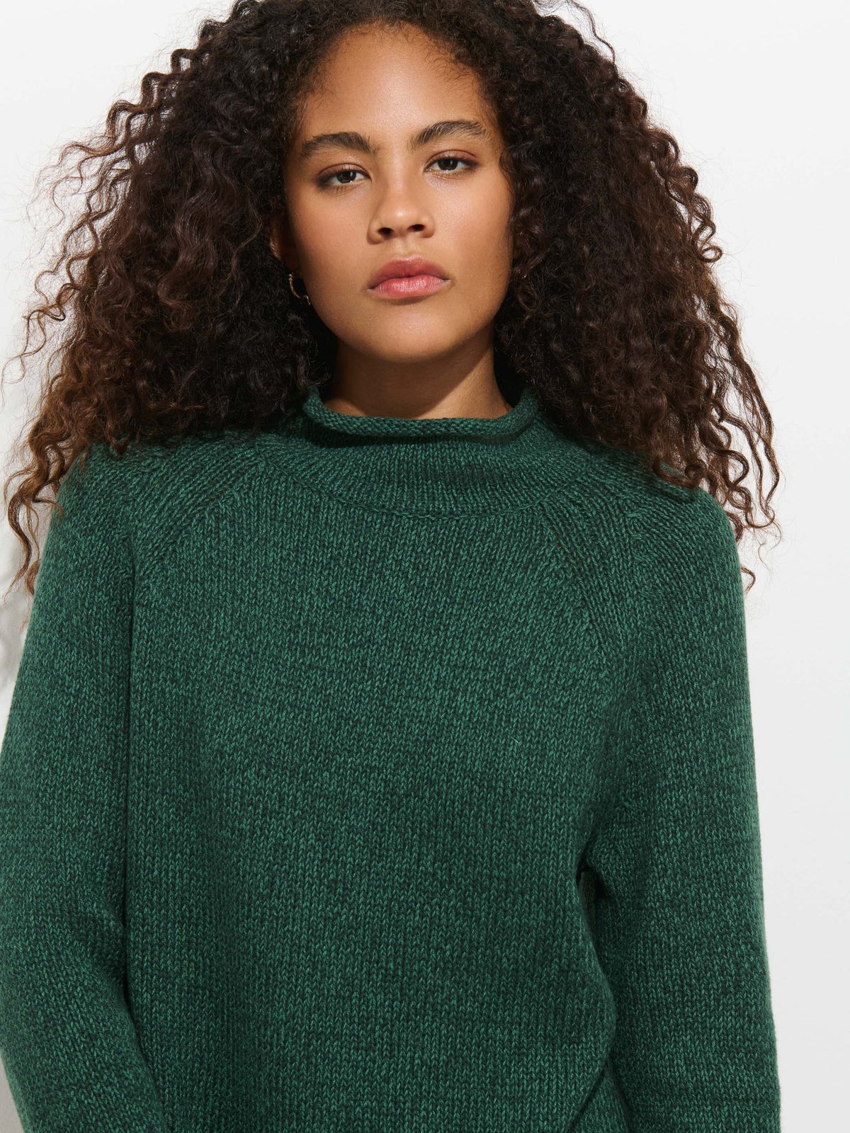 Eastport Rollneck in Cotton - Marled Spruce.