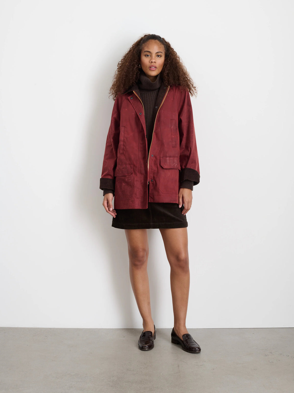 Chiltern Street Jacket in Waxed Cotton - Brick Red