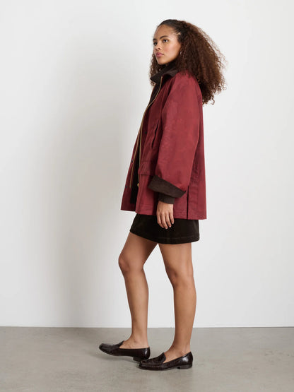 Chiltern Street Jacket in Waxed Cotton - Brick Red