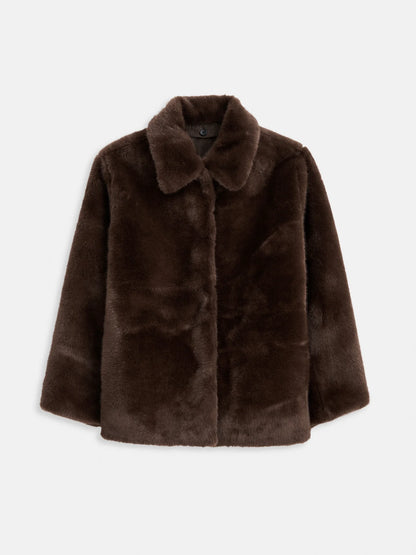 Duane St Jacket in Faux Fur - Dark Brown