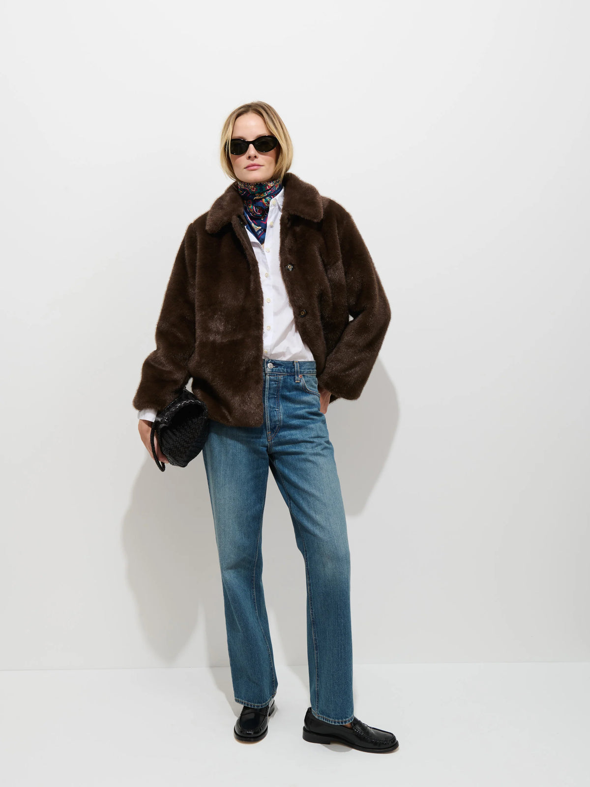 Duane St Jacket in Faux Fur - Dark Brown