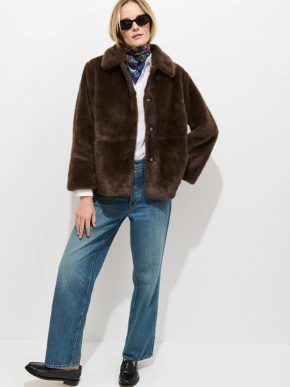 Duane St Jacket in Faux Fur - Dark Brown