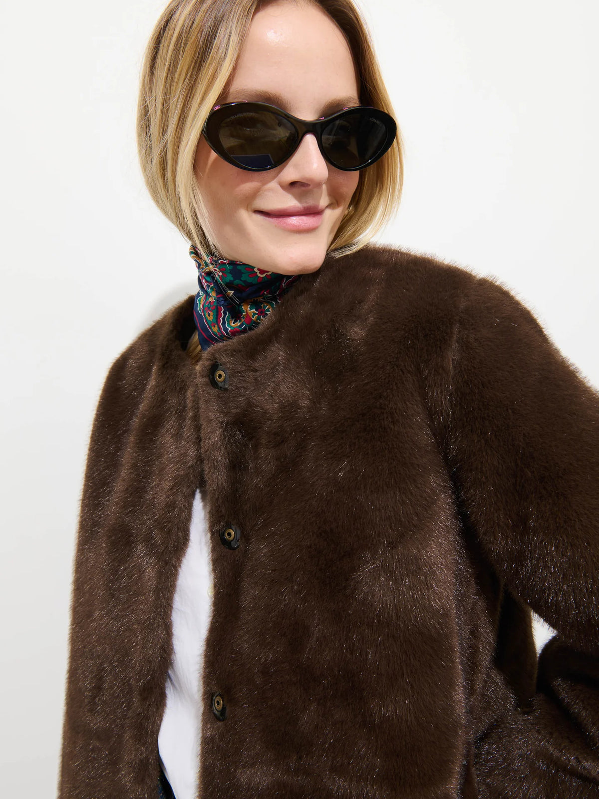 Duane St Jacket in Faux Fur - Dark Brown
