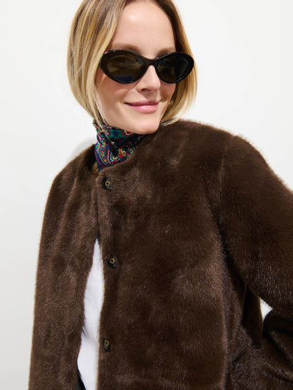 Duane St Jacket in Faux Fur - Dark Brown