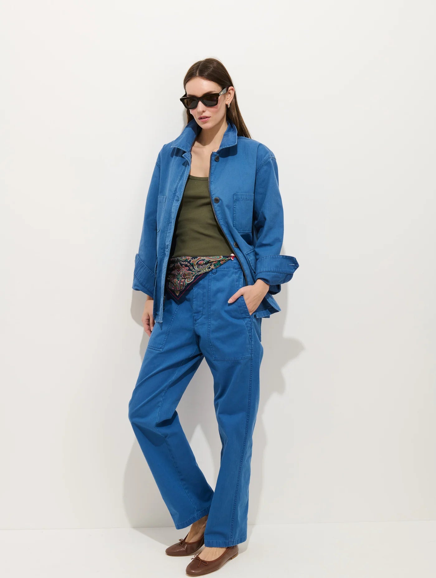 Painter Jacket in Herringbone - Washed Cobalt