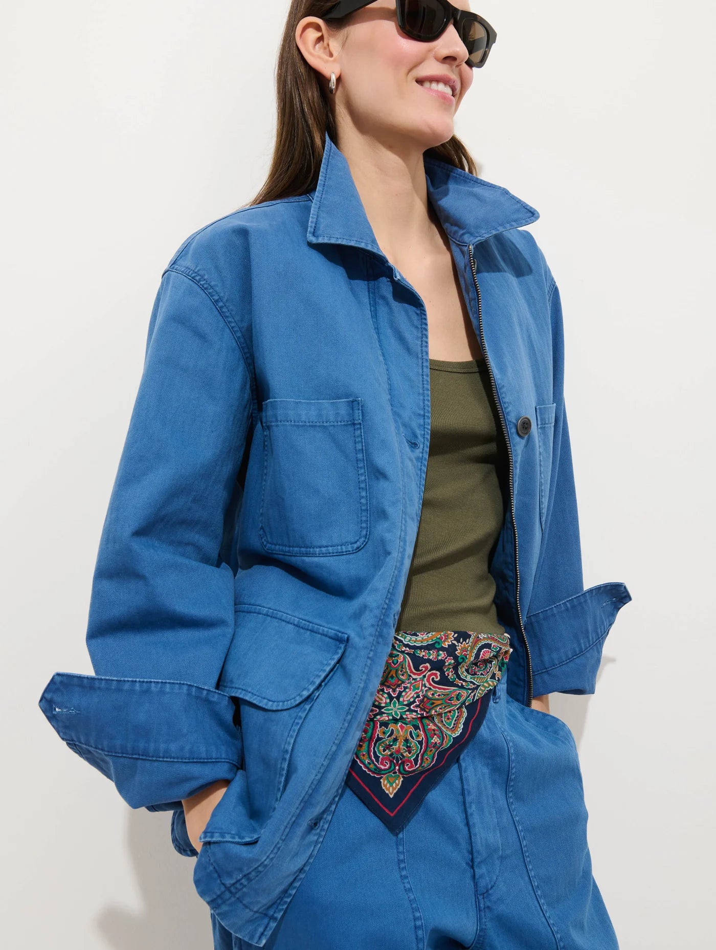 Painter Jacket in Herringbone - Washed Cobalt
