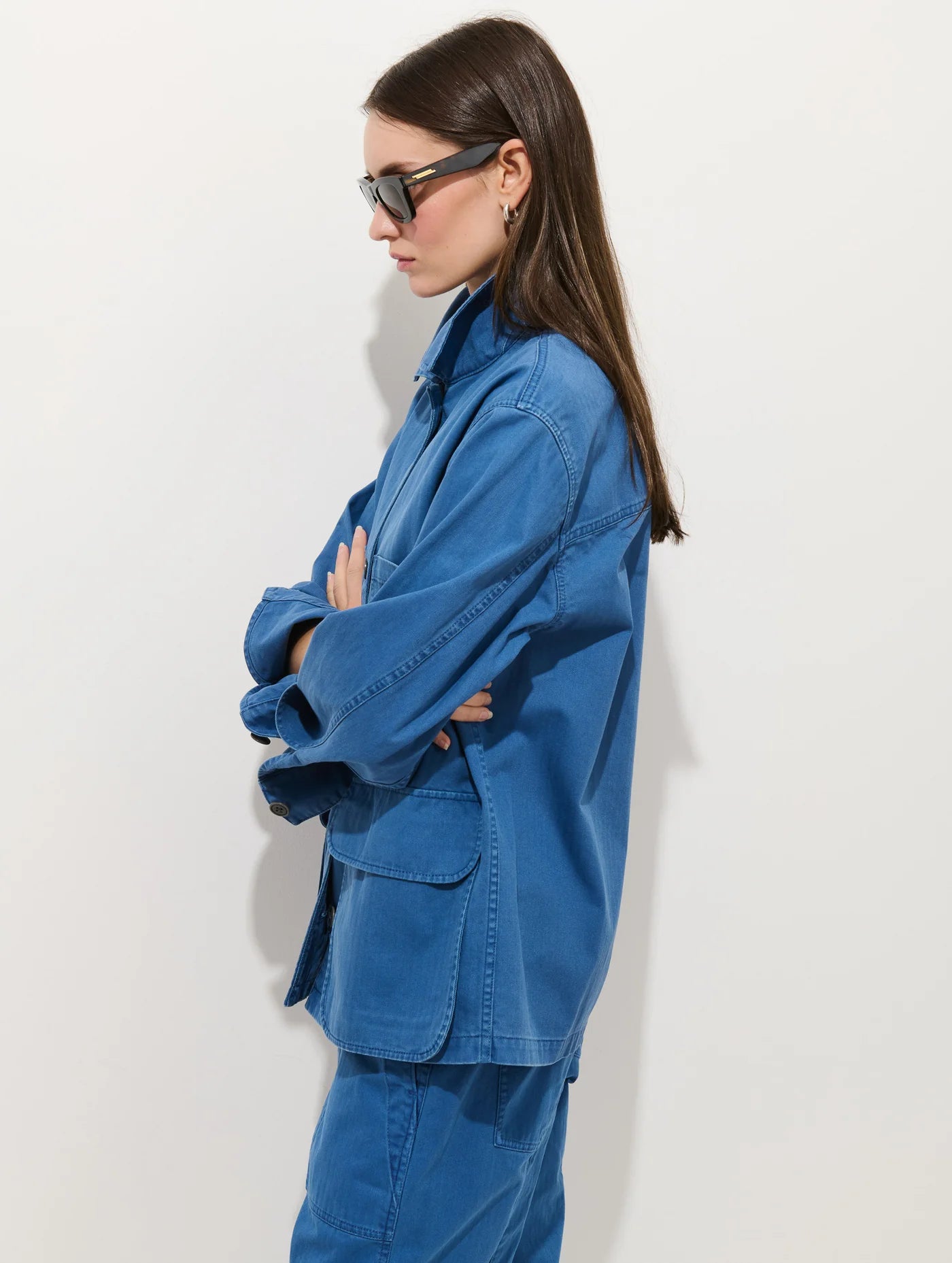 Painter Jacket in Herringbone - Washed Cobalt