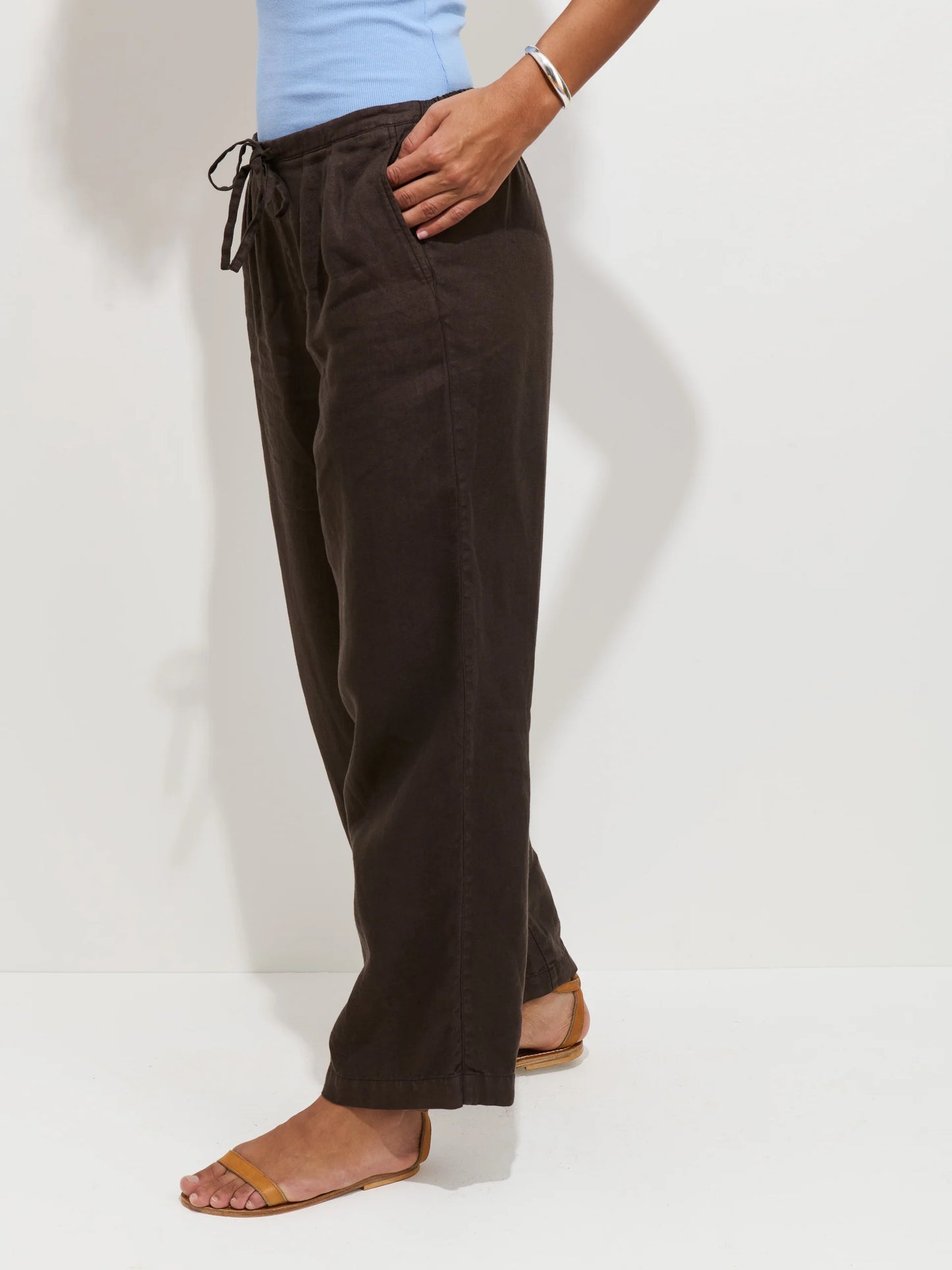 Hudson Pant In Linen - Roasted Bean