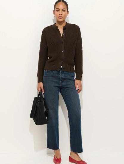 Nico Cardigan in Cotton - Dark Chocolate.
