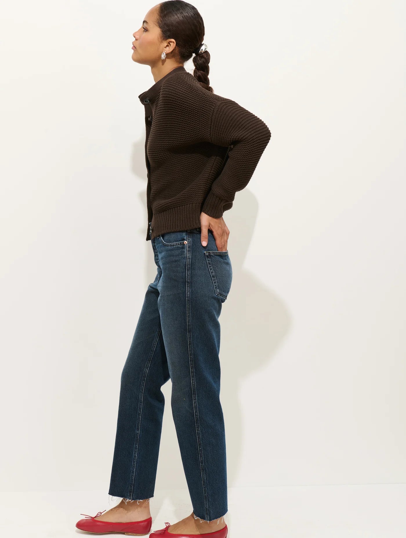 Nico Cardigan in Cotton - Dark Chocolate.