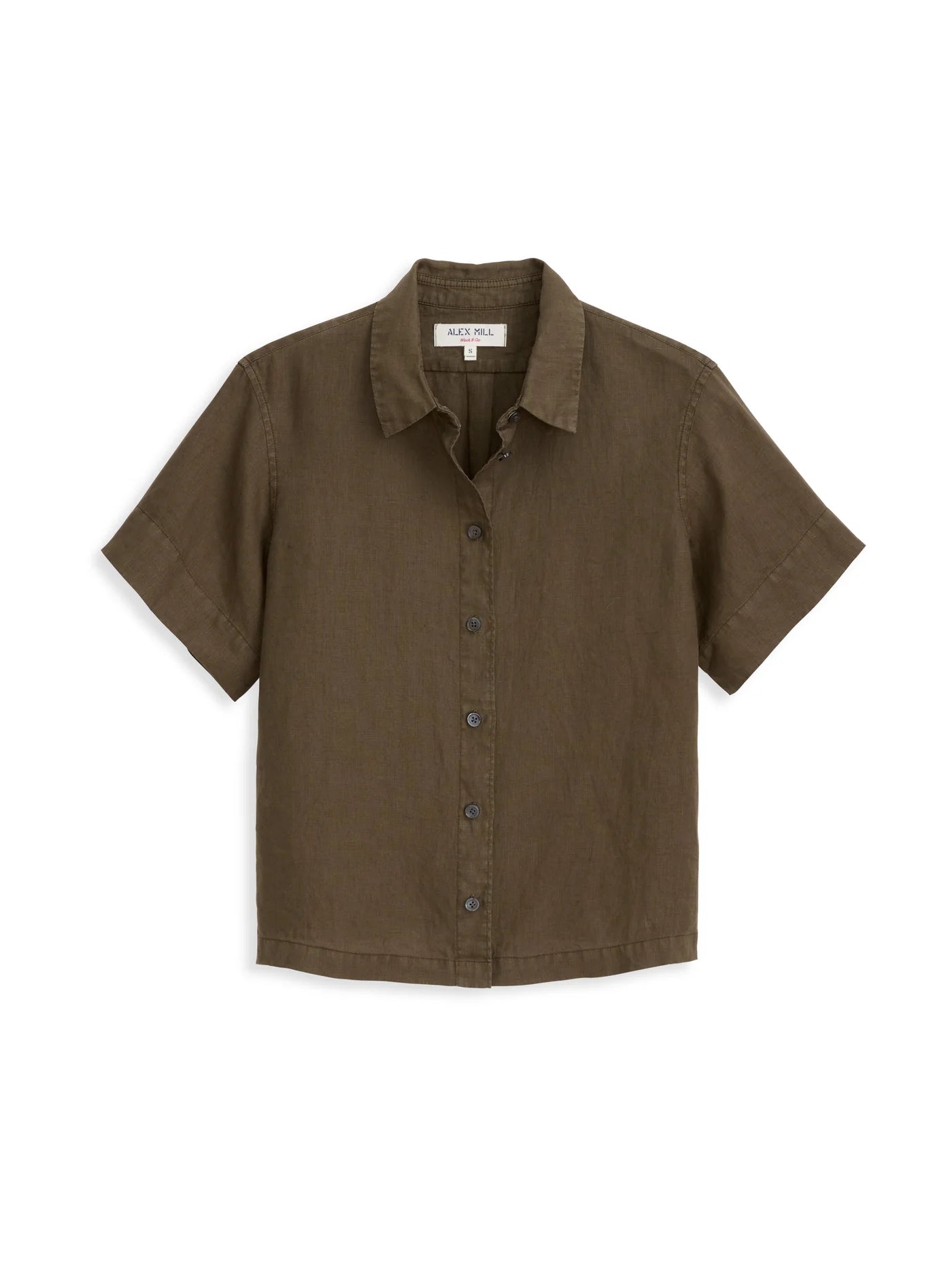 Maddie Shirt In Linen - Deep Moss