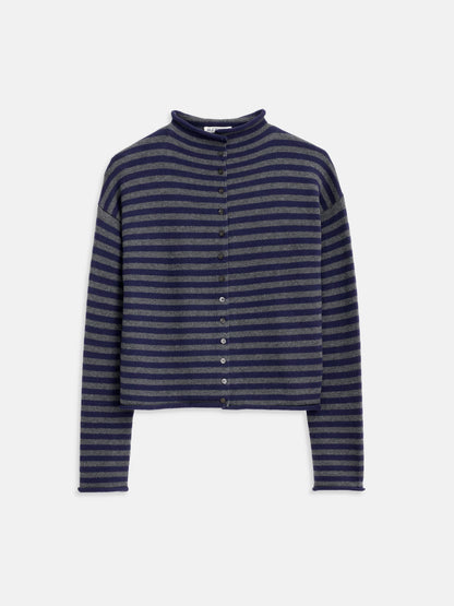 Taylor Cardigan in Cotton Cashmere - Navy/Oxford