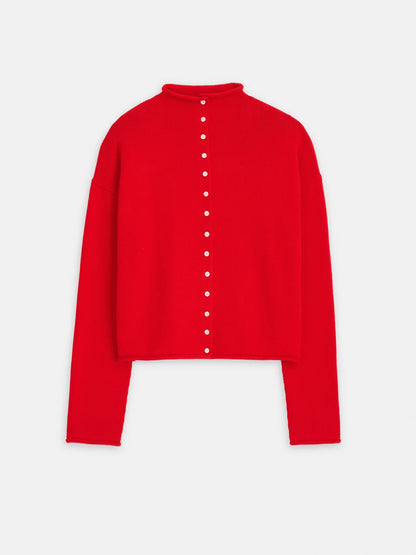 Taylor Cardigan in Cotton Cashmere - Fire Red.