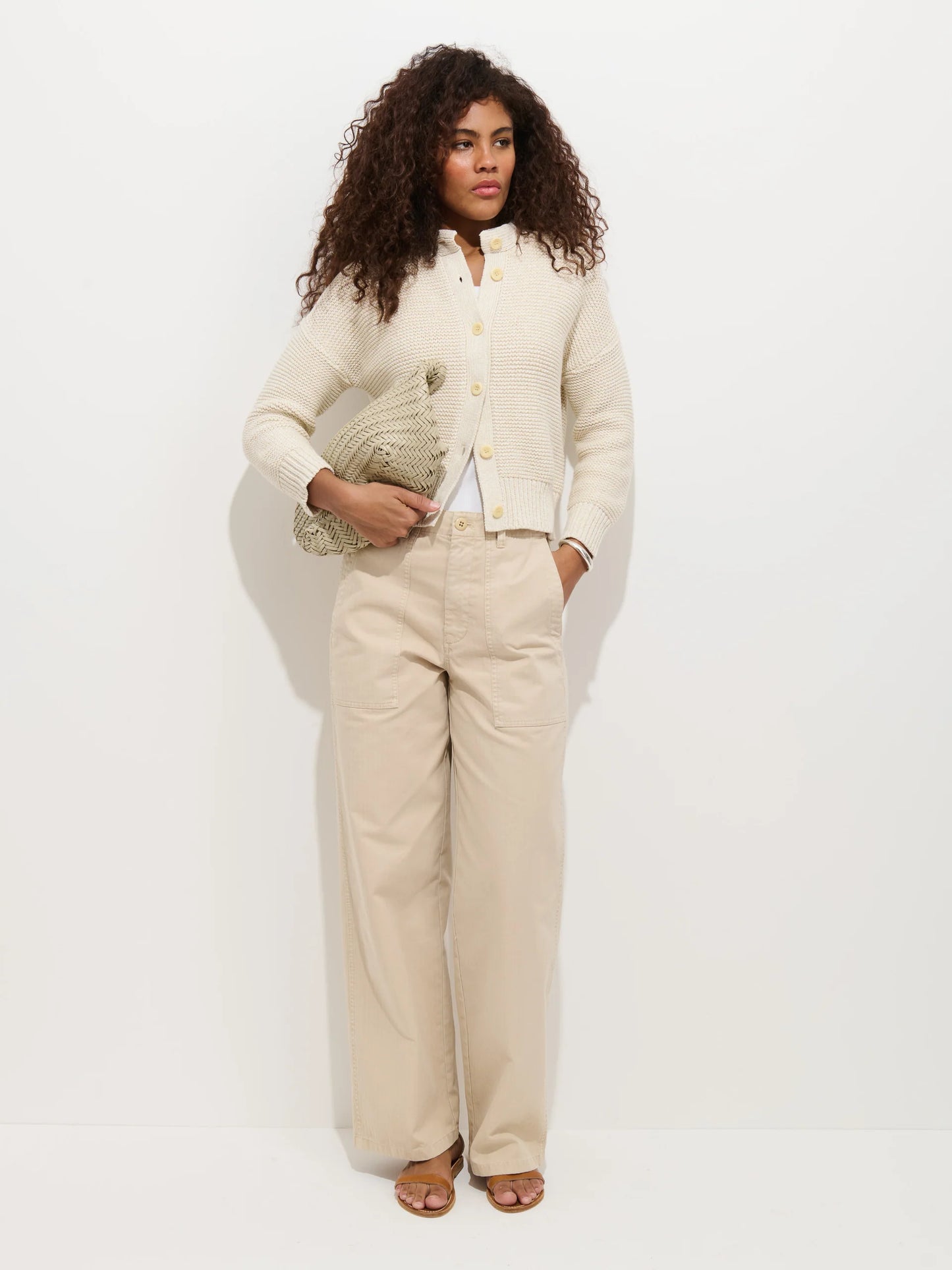 Nico Cardigan in Cotton - Marled Ivory