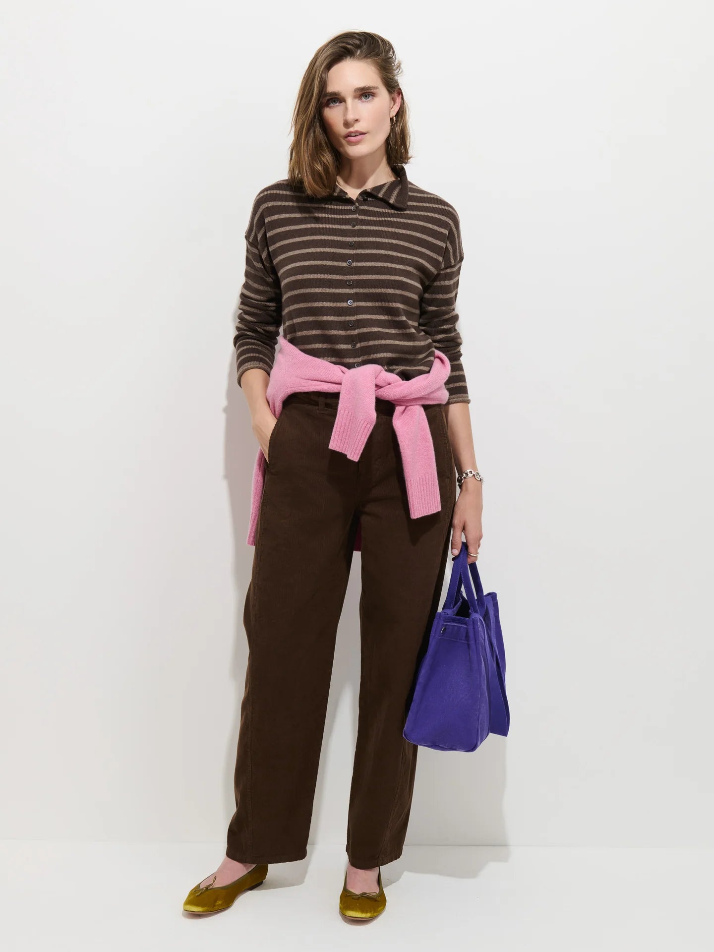 Taylor Cardigan in Cotton Cashmere - Chocolate/Truffle.