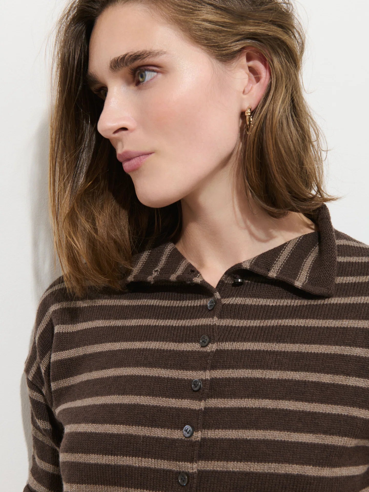 Taylor Cardigan in Cotton Cashmere - Chocolate/Truffle.