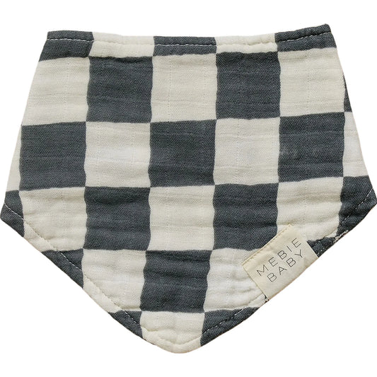 Cotton Muslin Bib - Charcoal Checkered