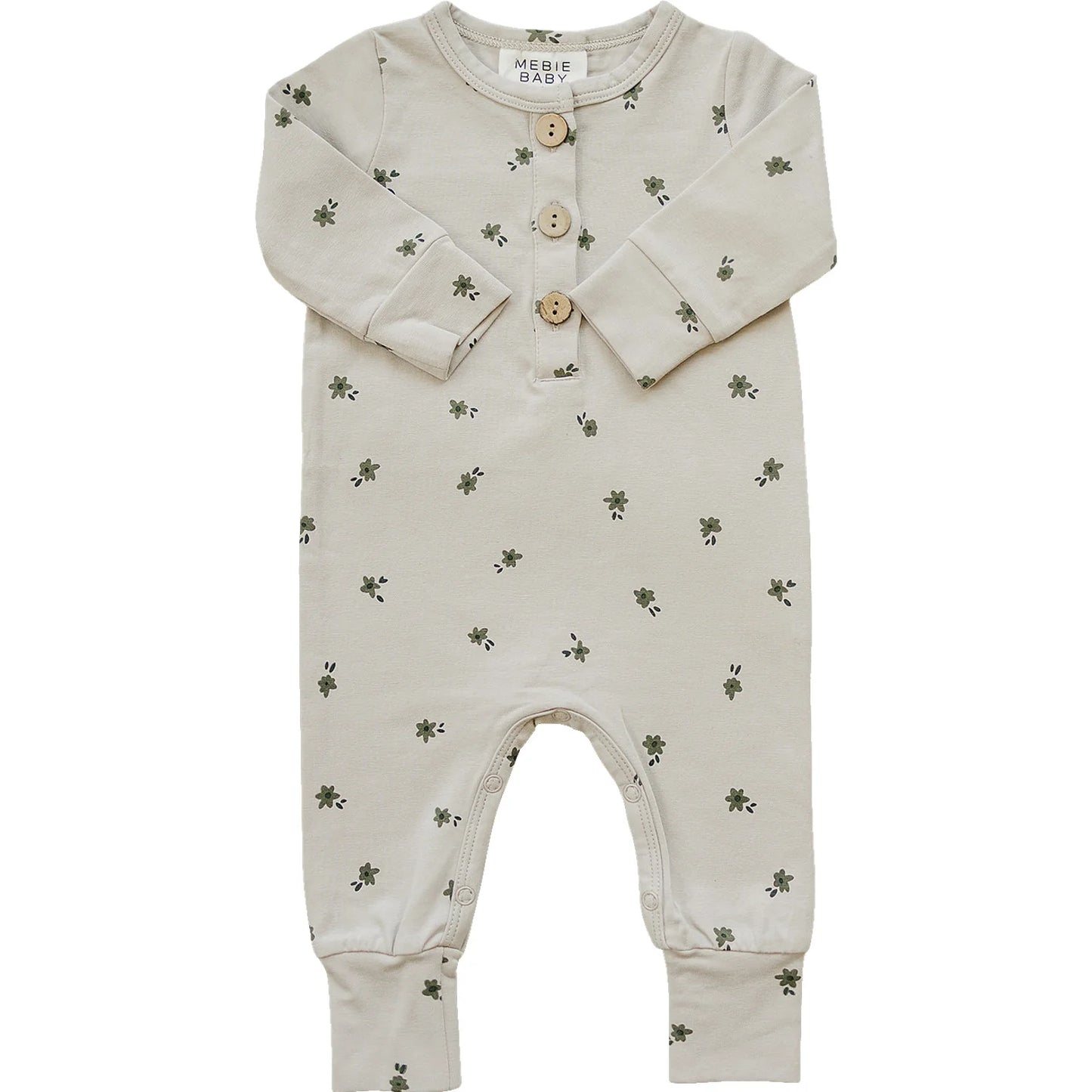 Floral Long Sleeve Button Romper.