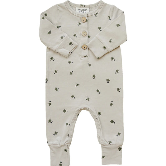 Floral Long Sleeve Button Romper.