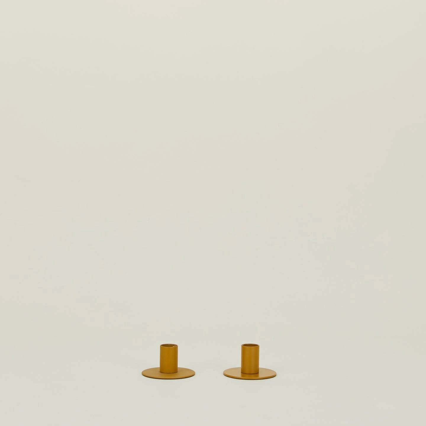 Essential Metal Candle Holders, Set of 2 - Mustard