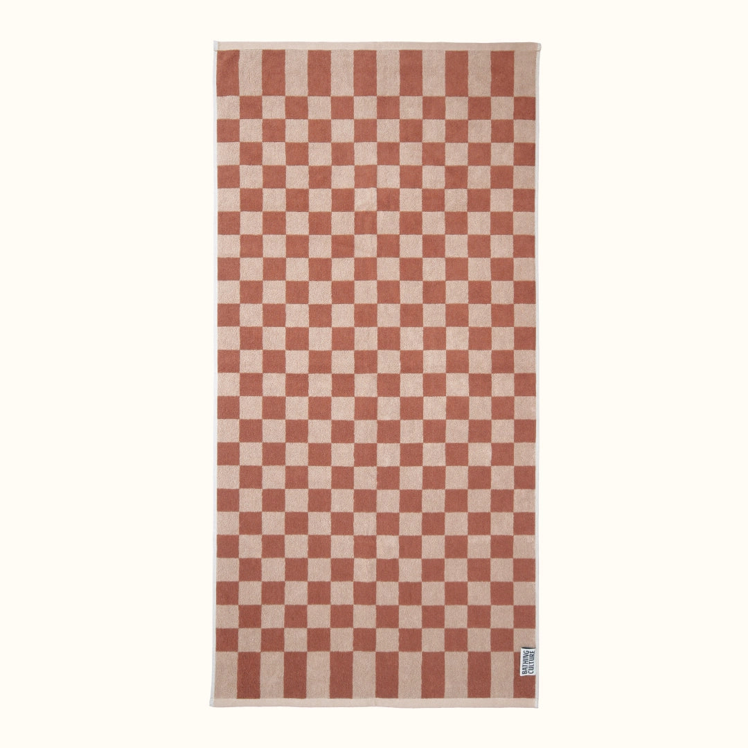 Bathhouse Check Organic Body Towel - Clay