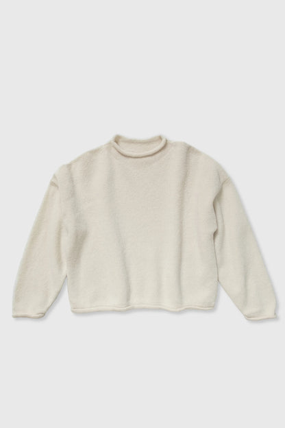 Boucle Rolled Sweater - Cream