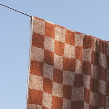 Bathhouse Check Organic Body Towel - Clay