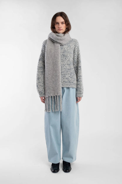 Curly Fringe Scarf - Heather Grey
