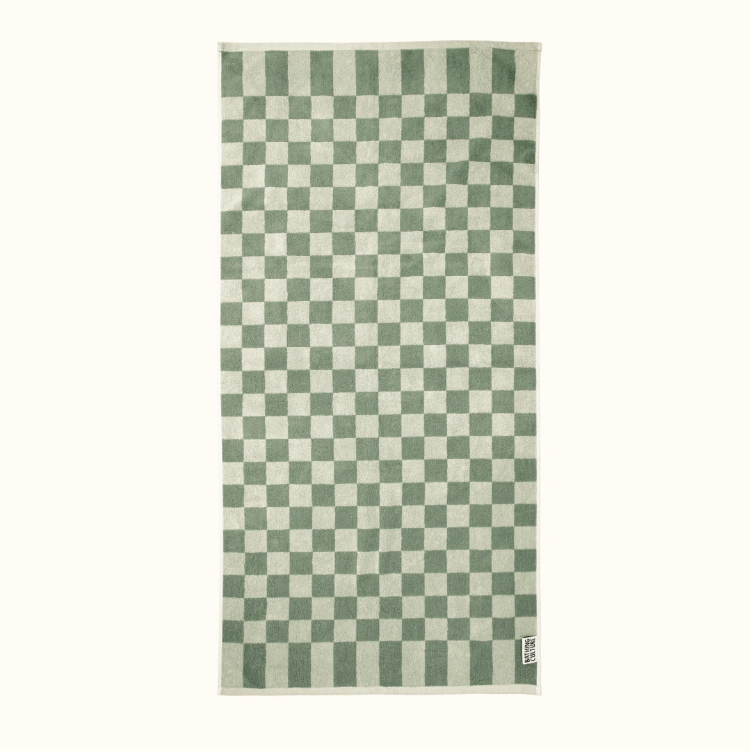 Bathhouse Check Organic Body Towel - Sage