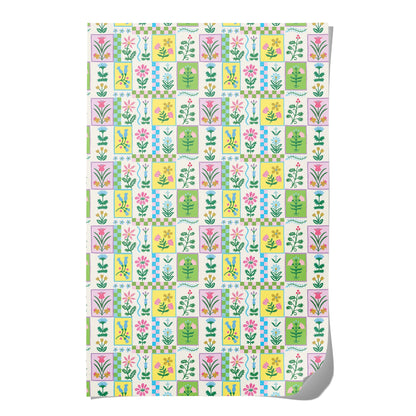 Retro Flower Wrapping Paper Rolls