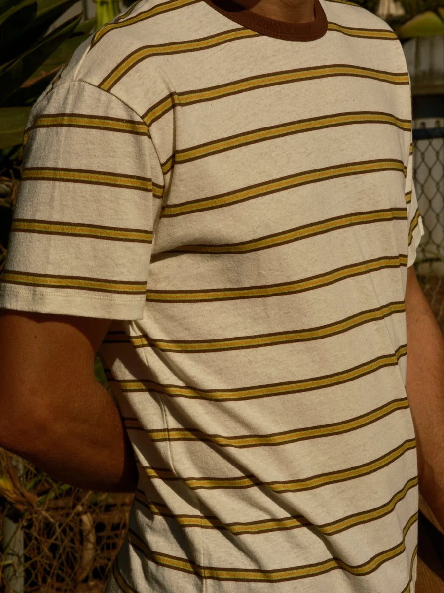 Hemp Tee - Brown and Gold Stripe