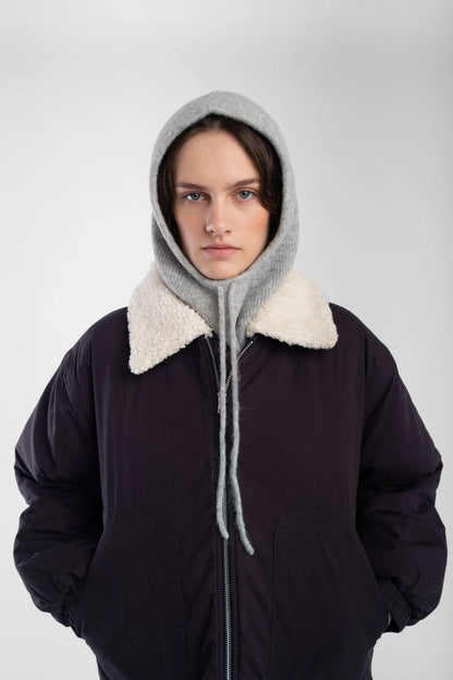 Knit Hood - Heather Grey