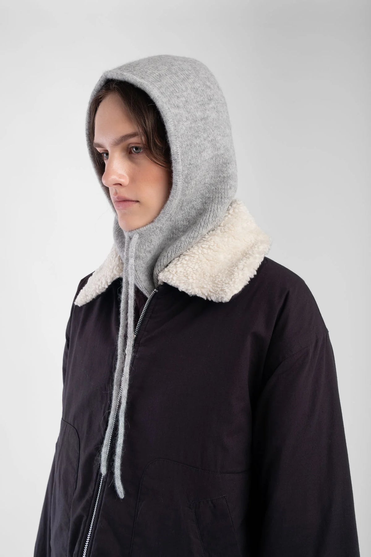 Knit Hood - Heather Grey