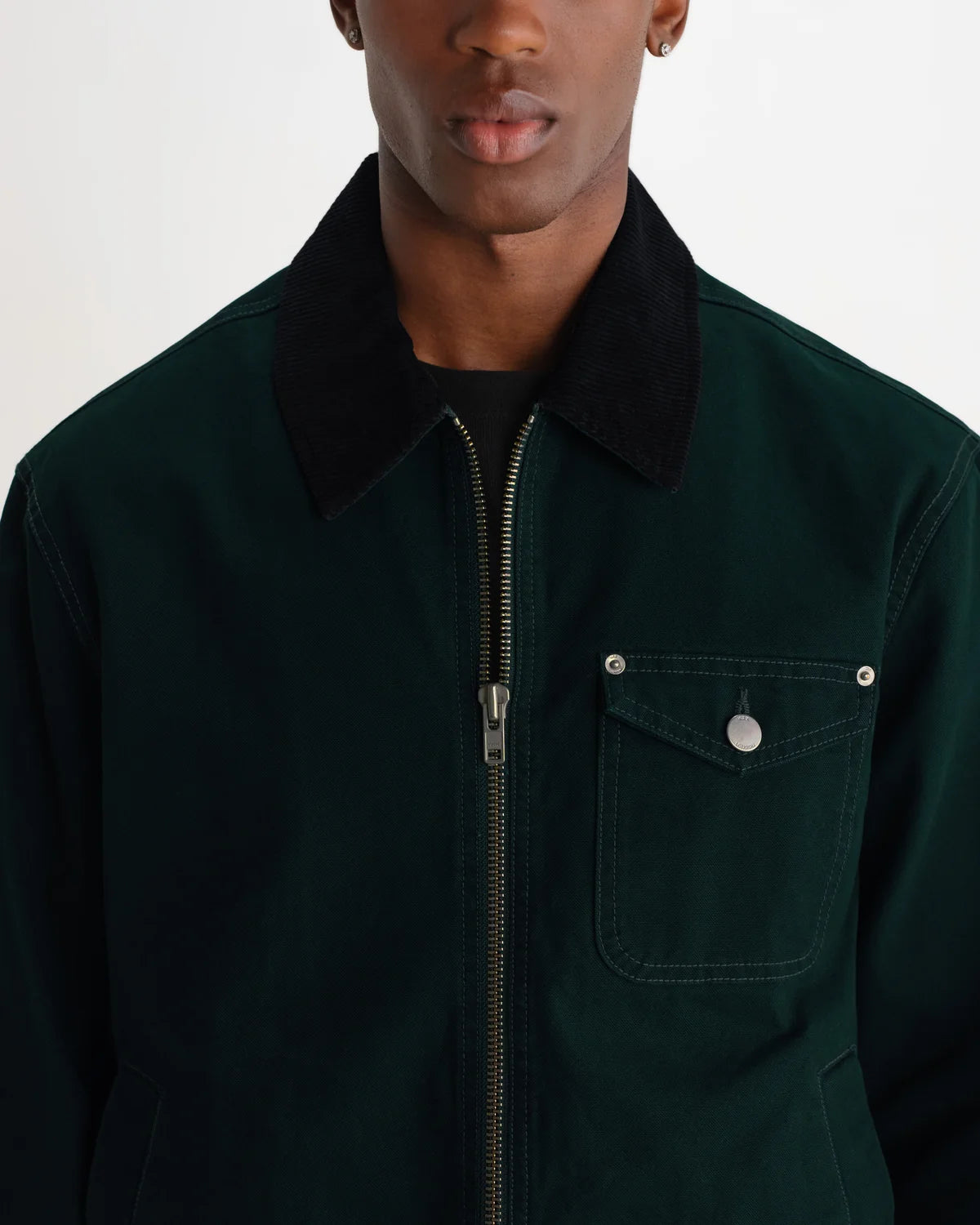 Mason Peached Canvas Work Jacket - Dark Green