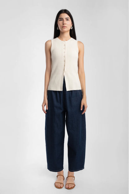 Cream Mix Rib Vest