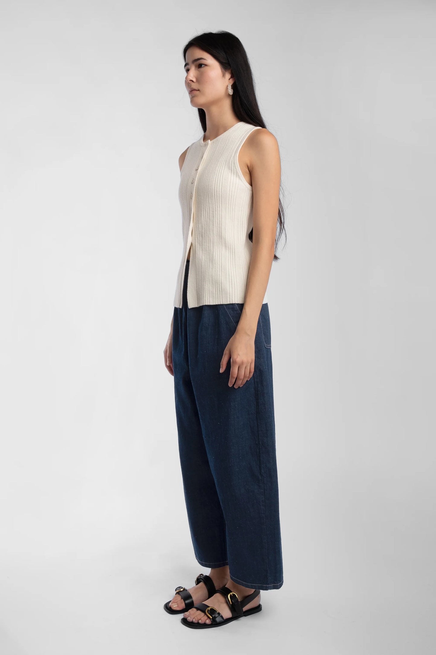 Cream Mix Rib Vest