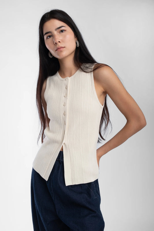 Cream Mix Rib Vest