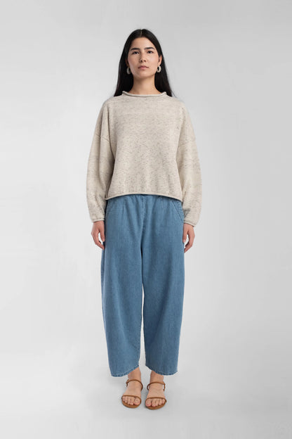 Speckle Cream Rolled Sweater
