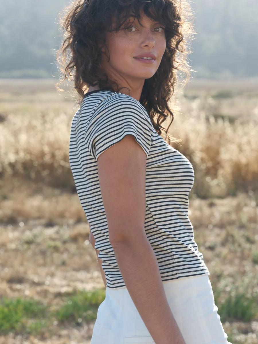 Scoop Ribsy Tee - Natural Black Stripe