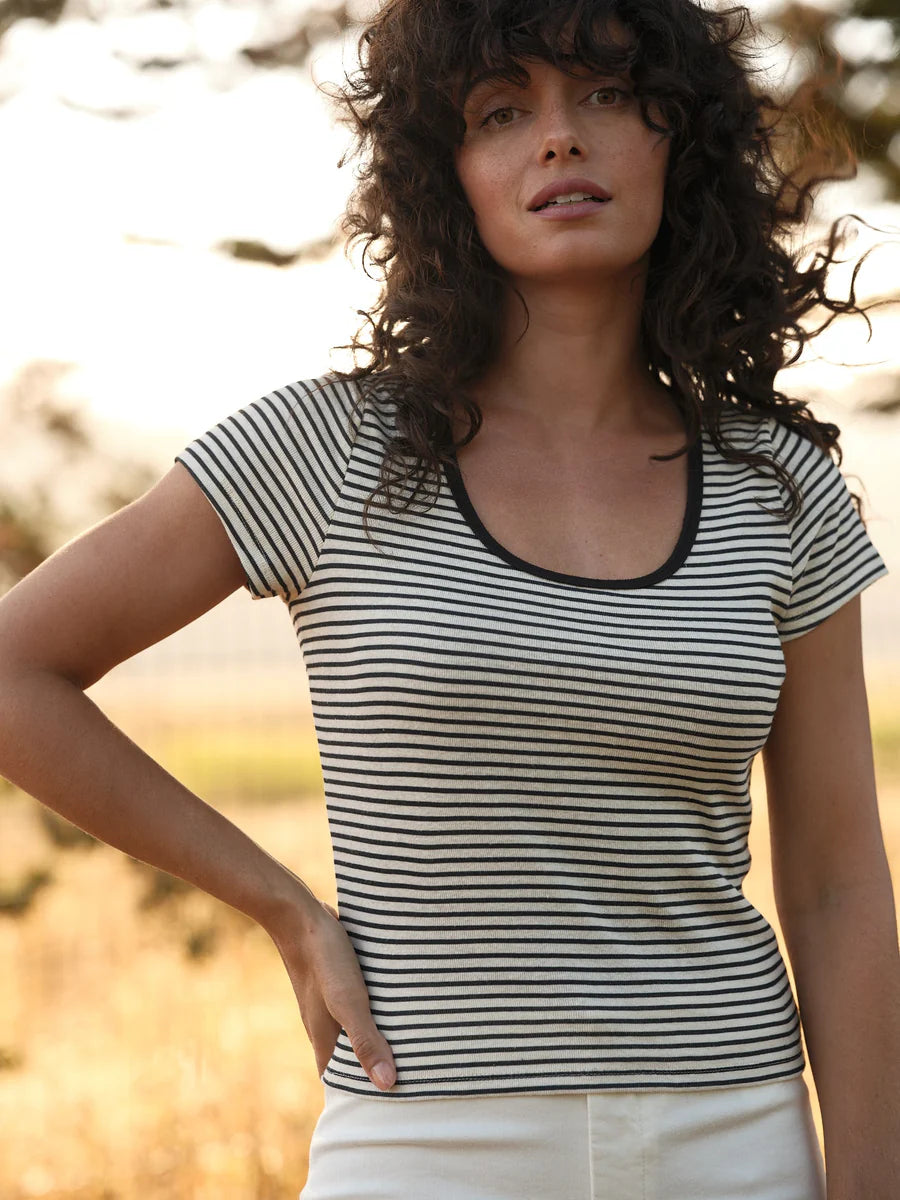 Scoop Ribsy Tee - Natural Black Stripe