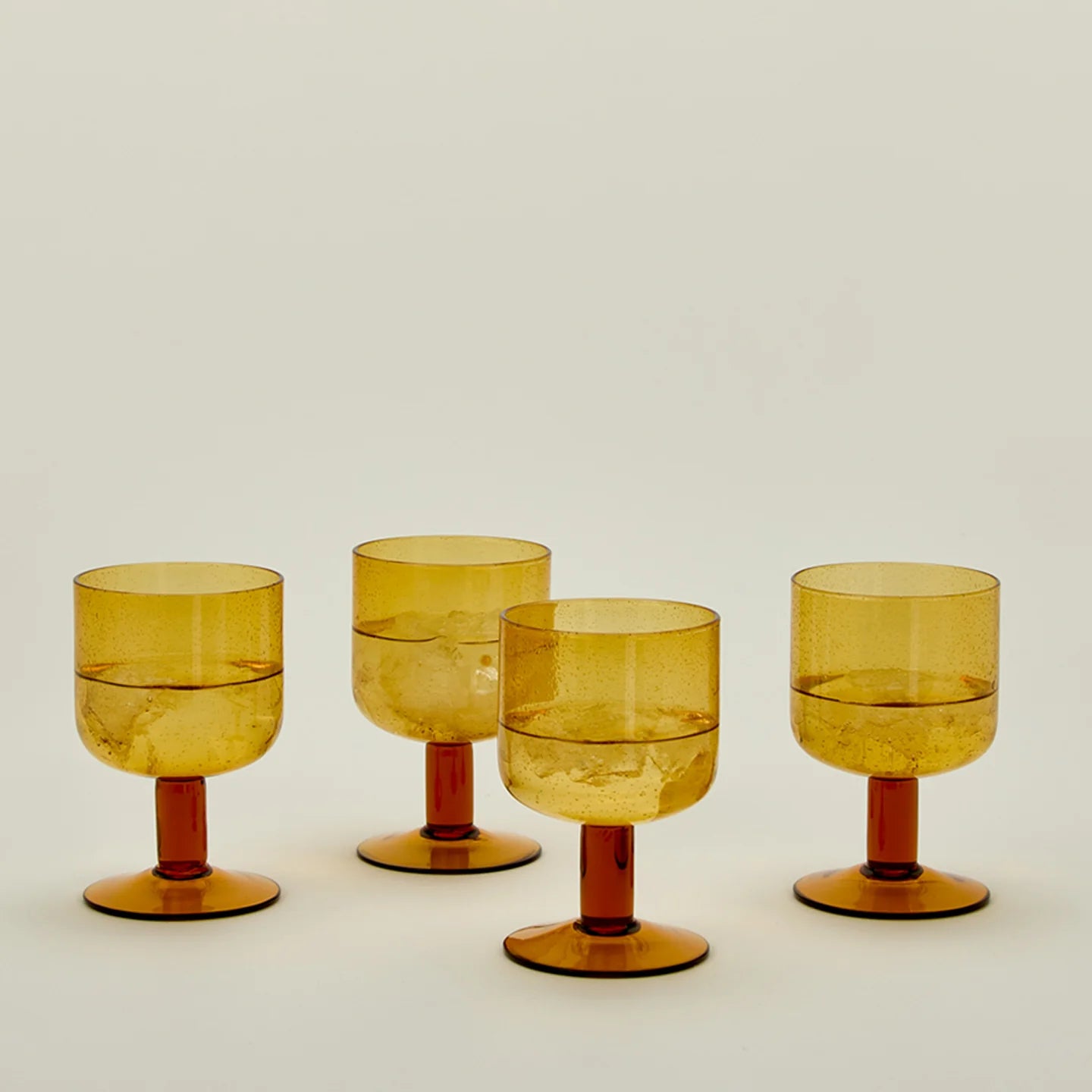 Simple Seeded Glassware - Stemmed - Set of 4 - Amber.