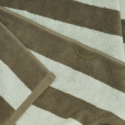 Simple Striped Terry Bath Towel - Sage/Olive.