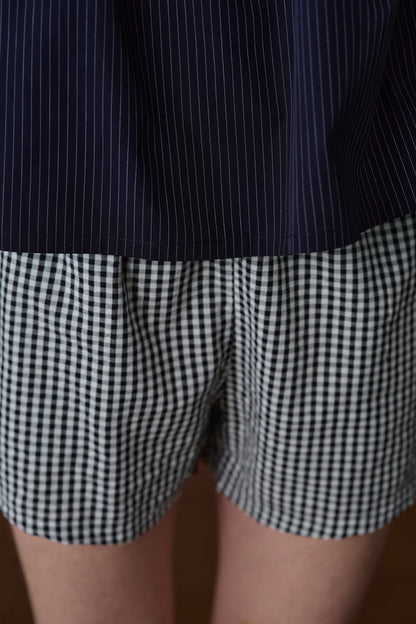 The Cotton Gingham Tap Short - Jet