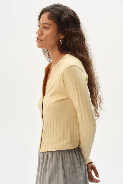The Varied Rib Cardigan - Butter